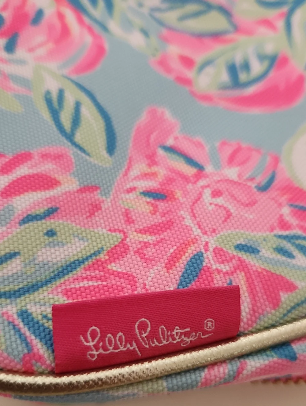 Lilly Pulitzer travel cosmetic case Totally Blossom Clear Front